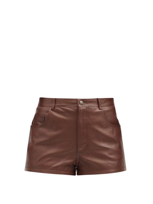 Matchesfashion.com Saint Laurent - High-rise Leather Shorts - Womens - Brown