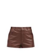 Matchesfashion.com Saint Laurent - High-rise Leather Shorts - Womens - Brown