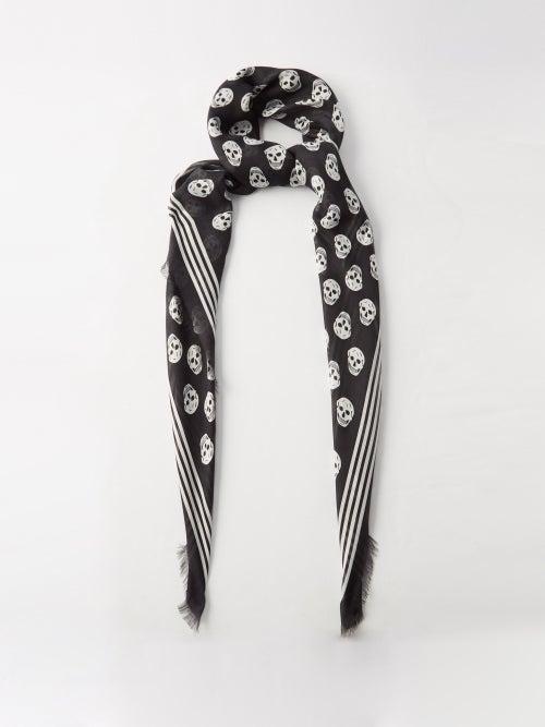 Alexander Mcqueen - Skull-print Twill Scarf - Mens - Black Multi