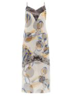 Matchesfashion.com Marina Moscone - Geometric Print Silk Blend Organza Midi Dress - Womens - Blue Multi