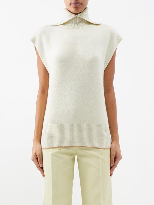 Victoria Beckham - Sleeveless Stretch-cashmere Roll-neck Top - Womens - Off White