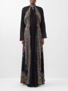 Etro - Skylark Pleated-cape Paisley-print Gown - Womens - Black