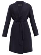 Matchesfashion.com Joseph - Cenda Belted Felted Wool-blend Coat - Womens - Navy