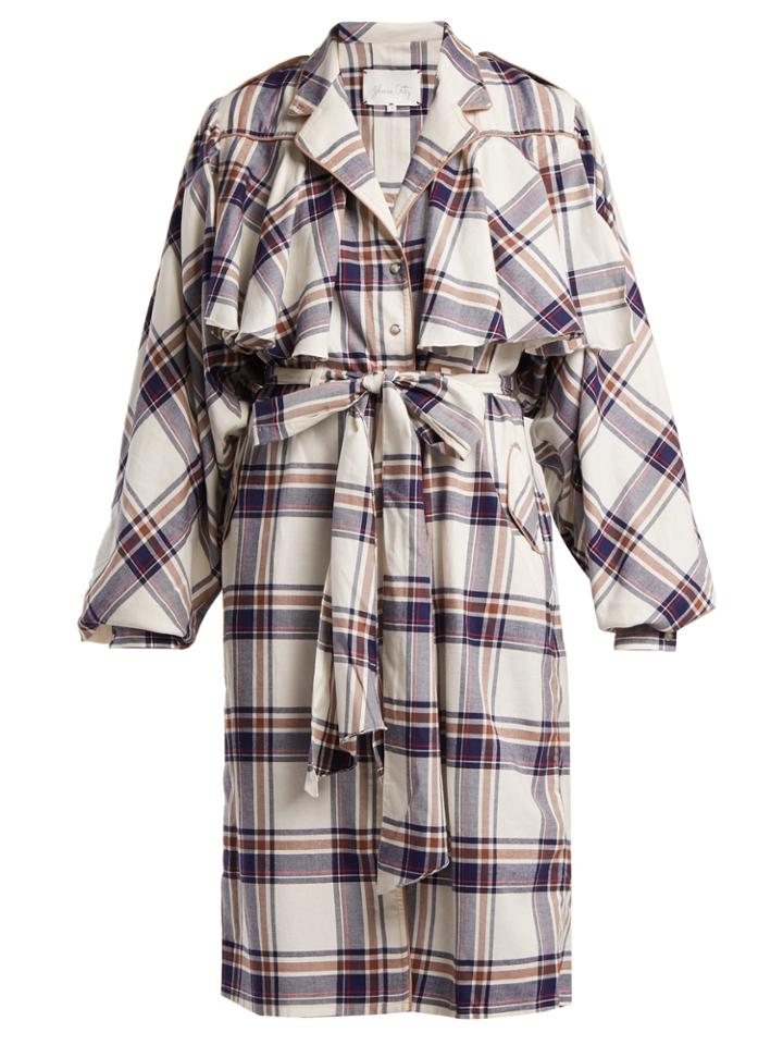 Johanna Ortiz Memoria Del Viento Checked Cotton Trench Coat