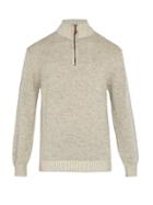 Matchesfashion.com Inis Mein - Half Zip Alpaca And Silk Blend Sweater - Mens - Beige