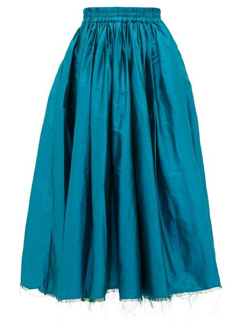 Matchesfashion.com Marques'almeida - Raw-hem Silk Wide-leg Trousers - Womens - Blue