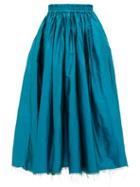 Matchesfashion.com Marques'almeida - Raw-hem Silk Wide-leg Trousers - Womens - Blue