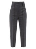 Matchesfashion.com Acne Studios - Checked Wool Blend Tailored Trousers - Womens - Dark Grey