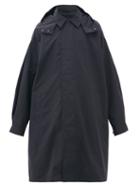 Matchesfashion.com Raey - Oversized Lightweight Cotton-blend Hooded Raincoat - Mens - Navy