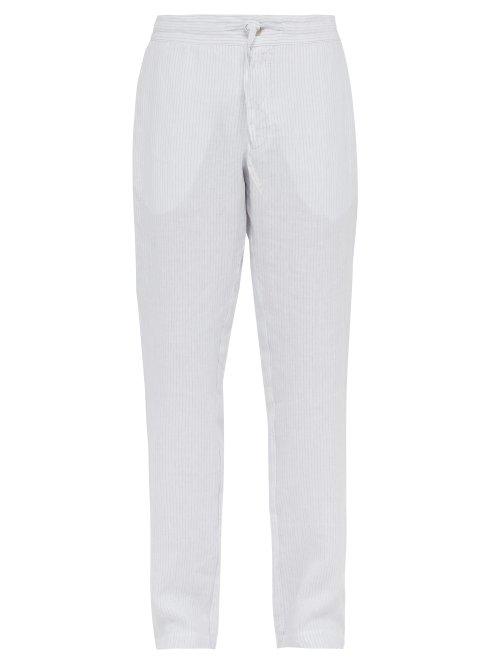 Matchesfashion.com 120% Lino - Striped Slubbed Linen Relaxed Fit Trousers - Mens - White