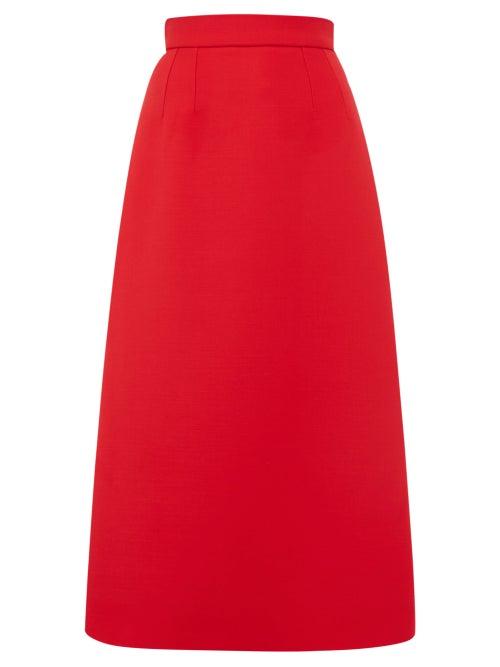 Matchesfashion.com Dolce & Gabbana - Wool Midi Skirt - Womens - Red