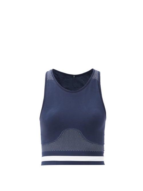 Matchesfashion.com The Upside - Bianca Stretch-jersey Racerback Cropped Top - Womens - Navy