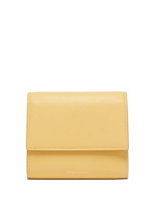 Matchesfashion.com Mansur Gavriel - Logo-print Grained-leather Tri-fold Wallet - Womens - Yellow