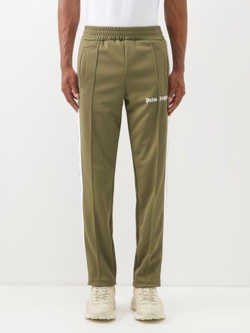 Palm Angels - Logo-print Pintucked-jersey Track Pants - Mens - Green