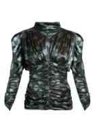 Matchesfashion.com Isabel Marant - Parman Printed Lurex High Neck Top - Womens - Green