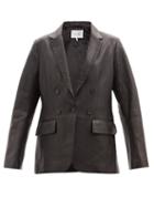 Frame - 70s Single-breasted Leather Blazer - Womens - Black