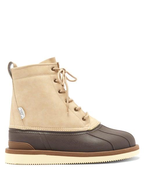 Matchesfashion.com Suicoke - Lace-up Faux-leather And Rubber Boots - Womens - Beige Multi