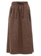 Matchesfashion.com Gucci - Leather-drawstring G-jacquard Midi Skirt - Womens - Brown