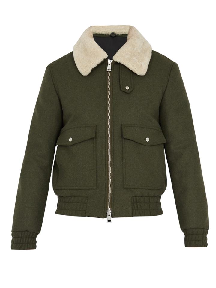 Ami Shearling-collar Wool-blend Bomber Jacket