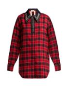 Matchesfashion.com No. 21 - Crystal Embellished Checked Cotton Shirt - Womens - Black Red