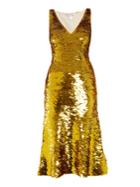 Oscar De La Renta V-neck Sequin-embellished Silk-blend Dress