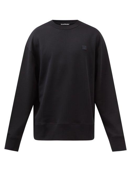 Acne Studios - Face-patch Fleeceback Cotton-jersey Sweatshirt - Mens - Black