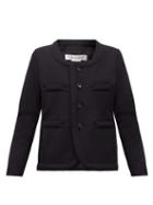 Matchesfashion.com Comme Des Garons Comme Des Garons - Scoop-neck Single-breasted Wool Blazer - Womens - Navy