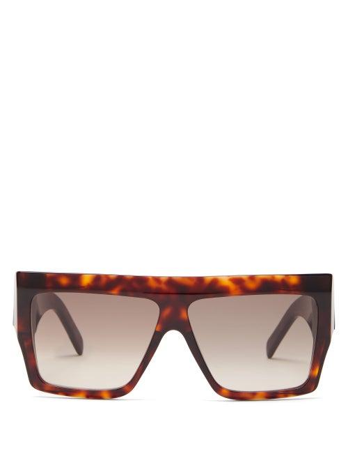Matchesfashion.com Celine Eyewear - Rectangle Acetate Sunglasses - Womens - Tortoiseshell