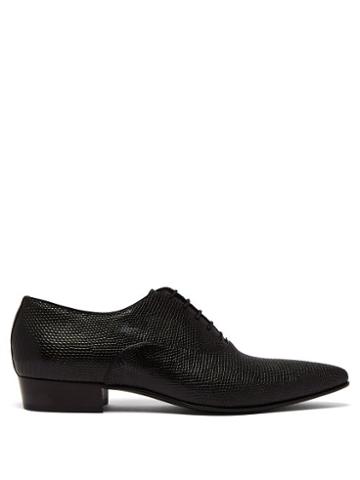 Matchesfashion.com Saint Laurent - Hopper Lizard Leather Derby Shoes - Mens - Black