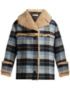 Miu Miu Plaid Wool-blend And Shearling Coat