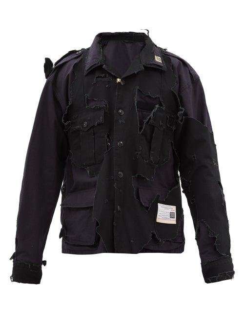 Mihara Yasuhiro - Distressed Cotton-ripstop Field Jacket - Mens - Black