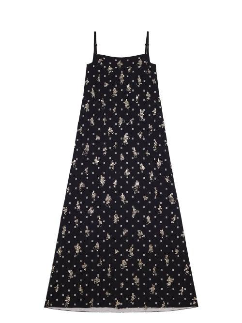 Matchesfashion.com Givenchy - Crystal-embellished Logo-embroidered Dress - Womens - Black White