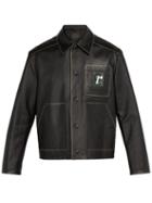 Matchesfashion.com Prada - Logo Patch Leather Jacket - Mens - Black