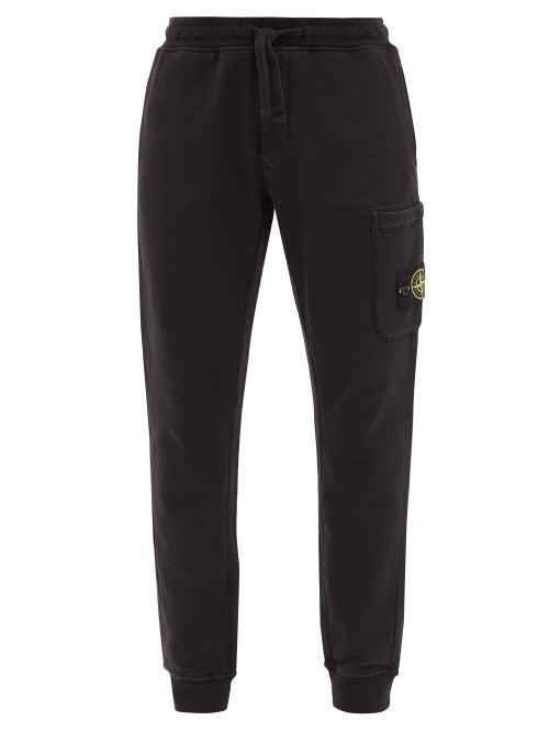 Stone Island - Logo-patch Cotton-fleece Track Pants - Mens - Black