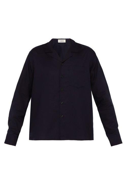 Matchesfashion.com Commas - Long Sleeved Linen Bowling Shirt - Mens - Navy