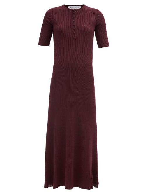 Matchesfashion.com Gabriela Hearst - Johanna Ribbed Cashmere-blend Longline Dress - Womens - Burgundy
