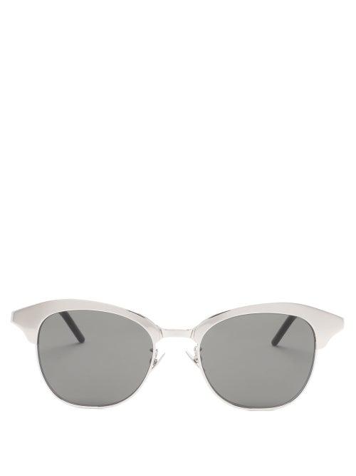 Matchesfashion.com Saint Laurent - D-frame Metal And Acetate Sunglasses - Mens - Grey