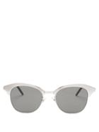 Matchesfashion.com Saint Laurent - D-frame Metal And Acetate Sunglasses - Mens - Grey