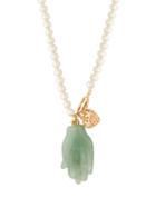 Matchesfashion.com Timeless Pearly - Jade Hand And Pearl Necklace - Womens - Blue