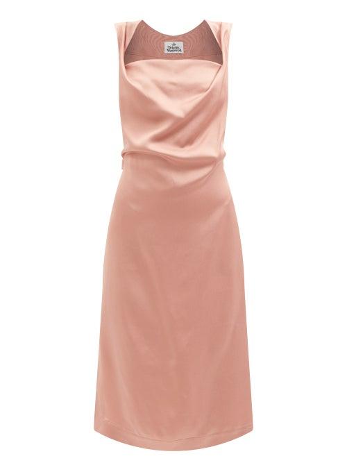 Vivienne Westwood - Cady Square-neck Draped Crepe Dress - Womens - Light Pink