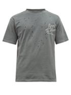 Matchesfashion.com Satisfy - Moth Eaten Cotton T Shirt - Mens - Dark Grey