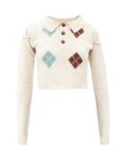 Matchesfashion.com Preen By Thornton Bregazzi - Helena Collared Argyle-knit Wool-blend Sweater - Womens - Beige Multi