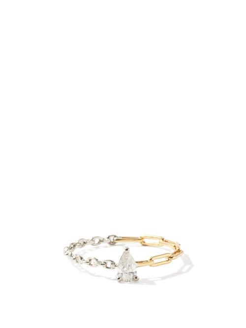 Matchesfashion.com Yvonne Lon - Diamond, 18kt Gold & Sterling-silver Ring - Womens - Silver Gold