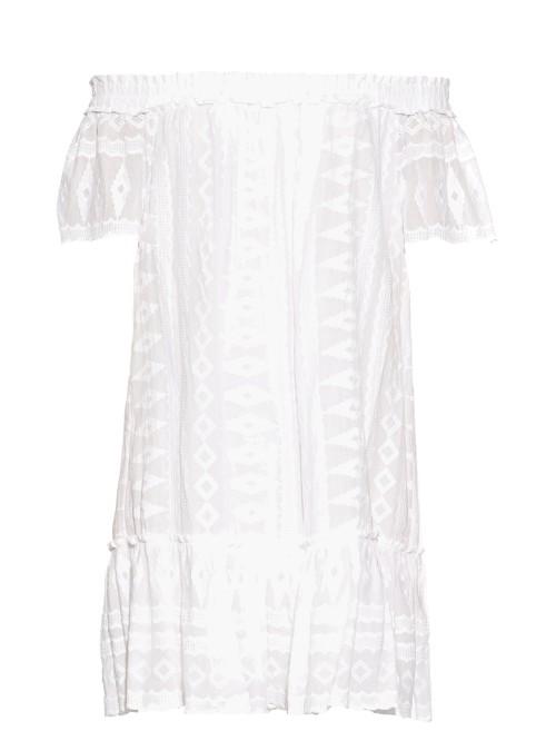 Rebecca Taylor Off-the-shoulder Embroidered Cotton Dress