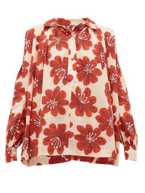 Matchesfashion.com Dodo Bar Or - Vyan Floral Print Cotton Top - Womens - Cream Print