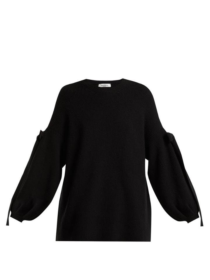 Valentino Bow-detail Wool And Cashmere Blend Sweater