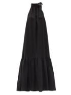 Matchesfashion.com Asceno - Ibiza High-neck Linen Maxi Dress - Womens - Black