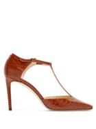 Matchesfashion.com Jimmy Choo - Lexica 85 Crocodile Embossed Leather Pumps - Womens - Tan