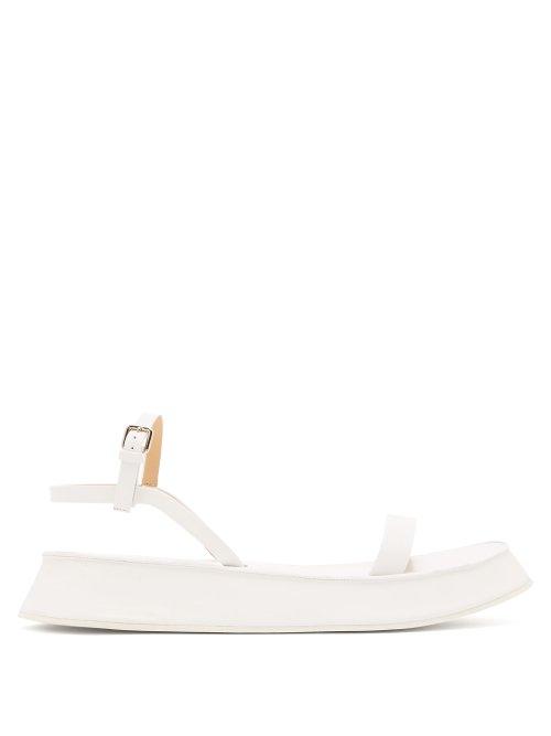 Matchesfashion.com Jil Sander - Leather Flatform Sandals - Womens - White