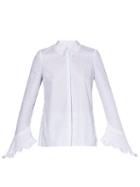 Matchesfashion.com Erdem - Alaric Dot-print Lace-collar Poplin Shirt - Womens - White Multi